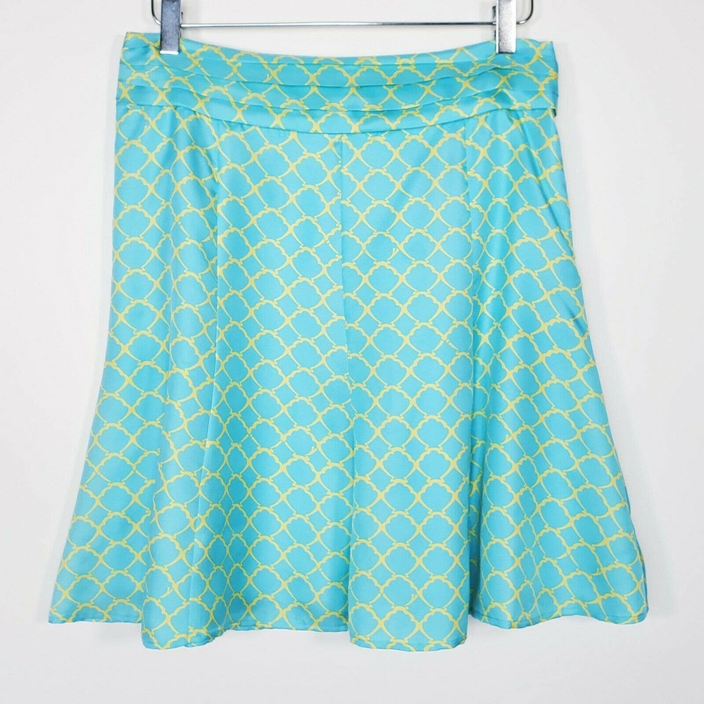 Lily Pulitzer Adeline Silk Skirt 6 Crystal Blue Pin Tuck Waist A-Line - Picture 5 of 12